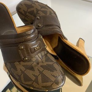 Michael Kors Logo Brown Clog Heels